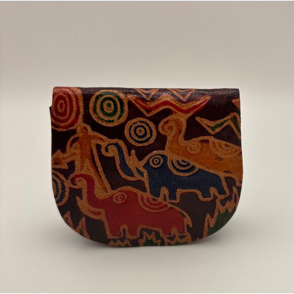 Hand Tooled Embossed Genuine Leather Made in India Coin Purse 
Snap Closure - Picture 7 of 7